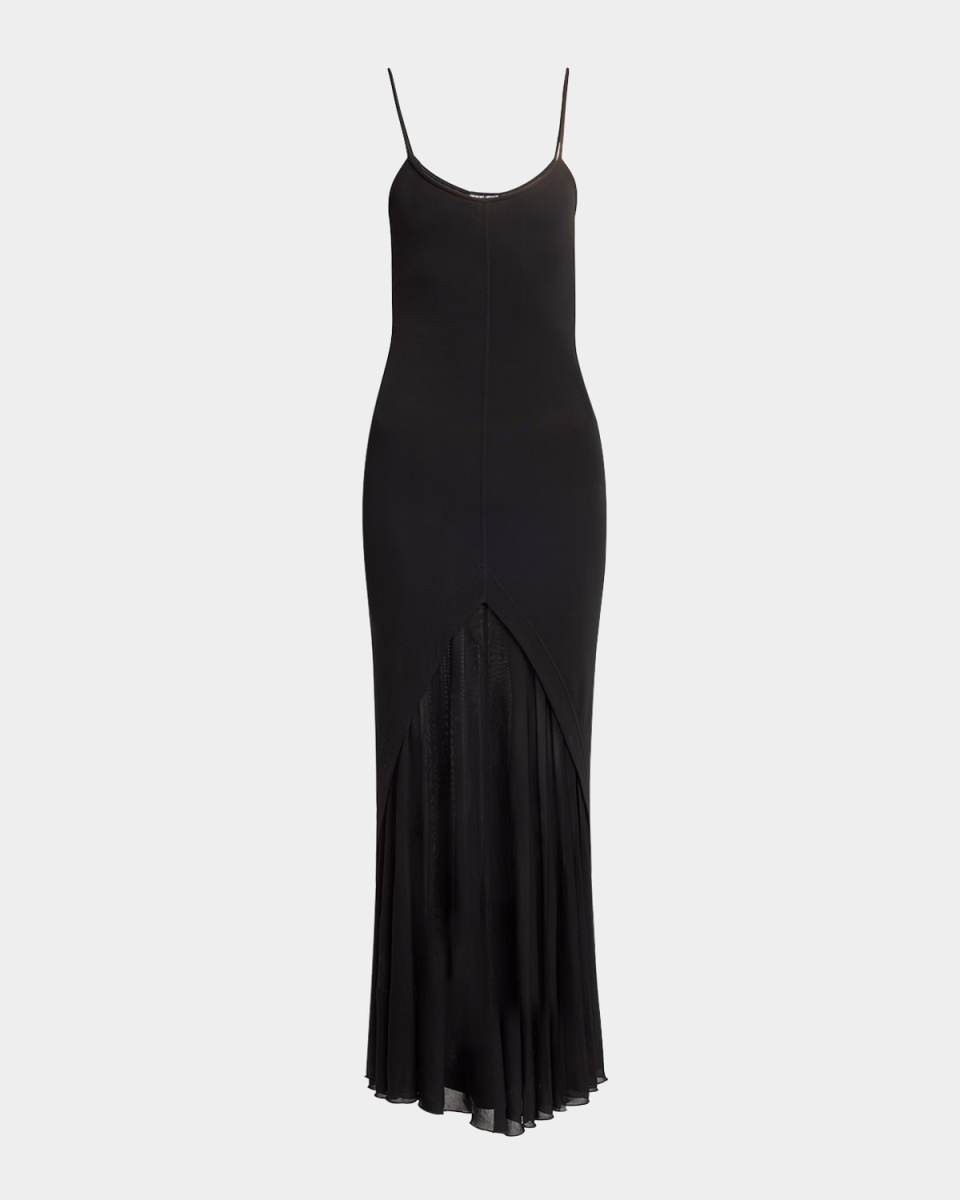 Sheer Skirt Panel Jersey Dress